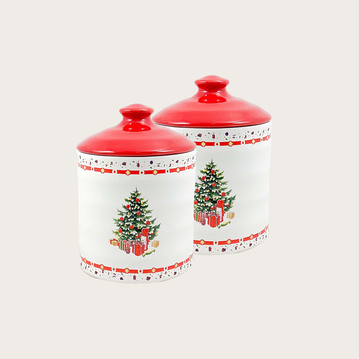 Set 2 barattoli christmas - albero (tree) in ceramica