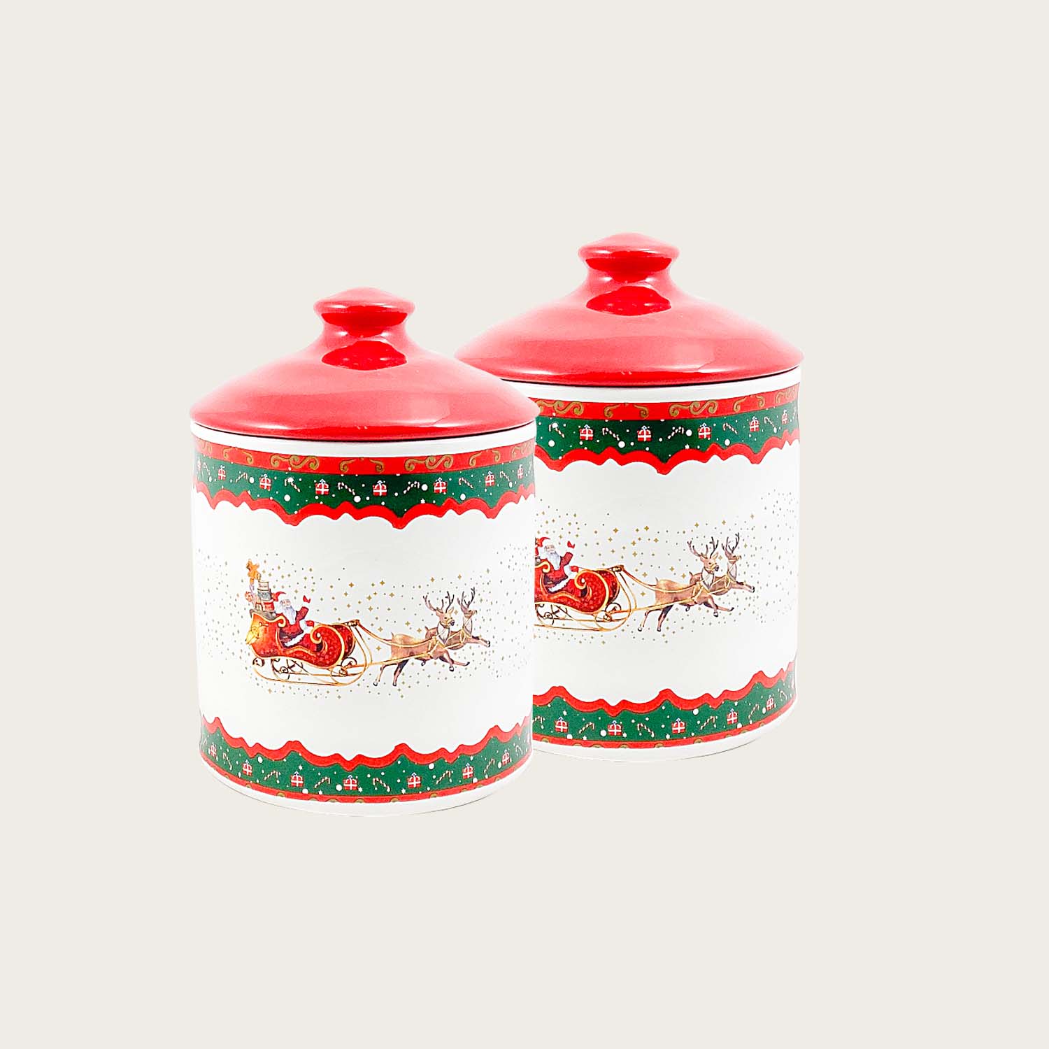 Set 2 barattoli christmas - slitta (sled) in ceramica