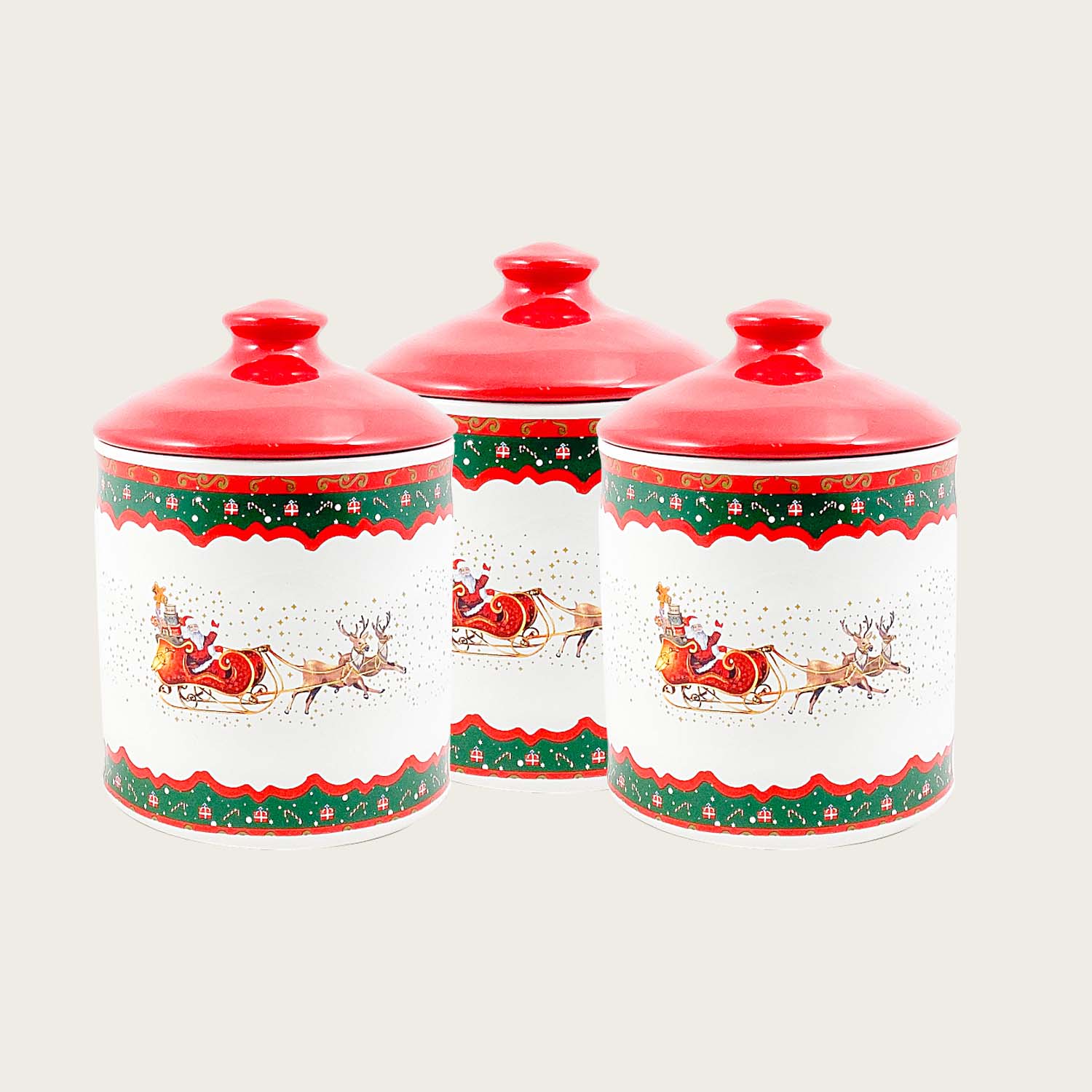 Set 3 barattoli christmas - slitta (sled) in ceramica