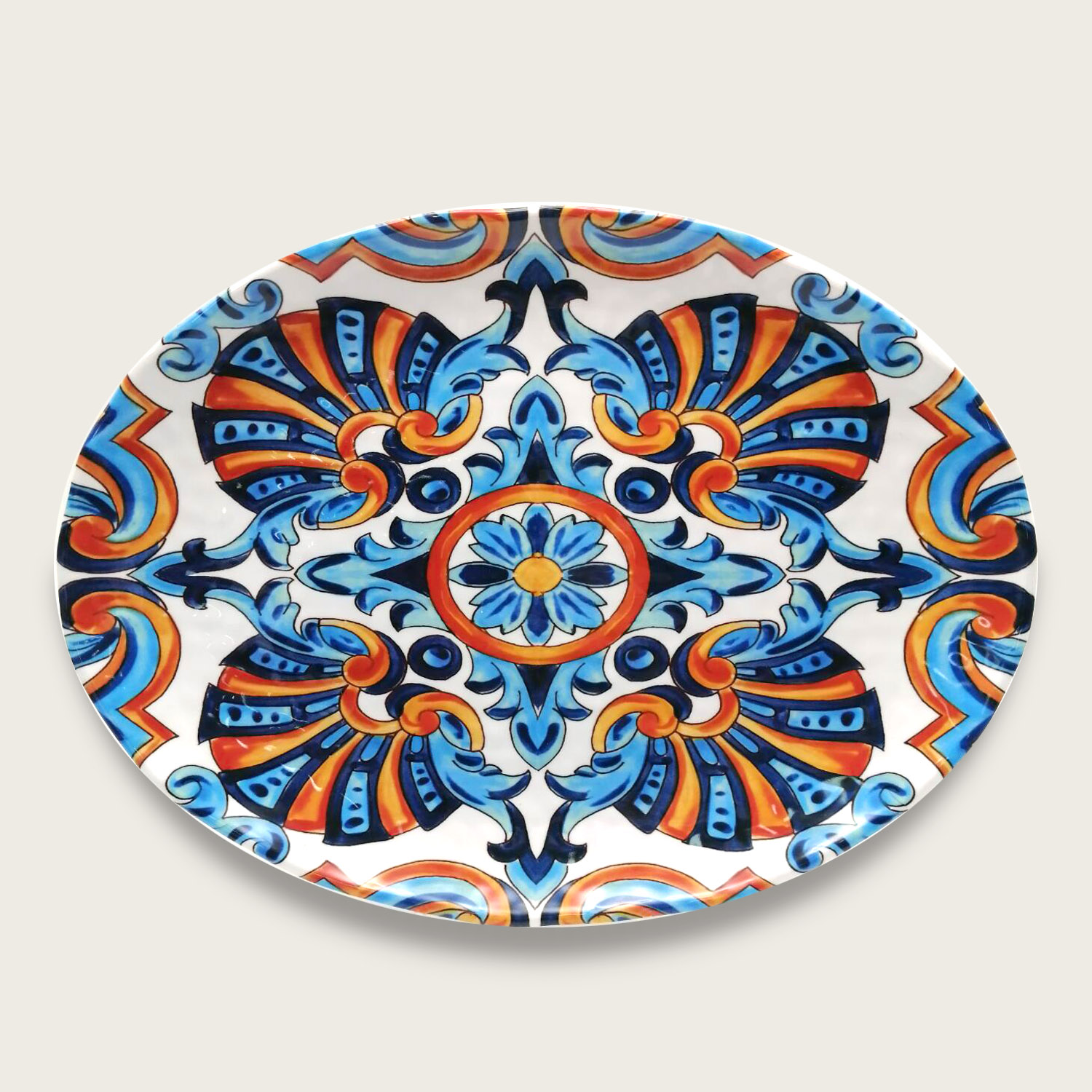 Piatto Piano Ovale In Melamina Decoro Puerto Rico