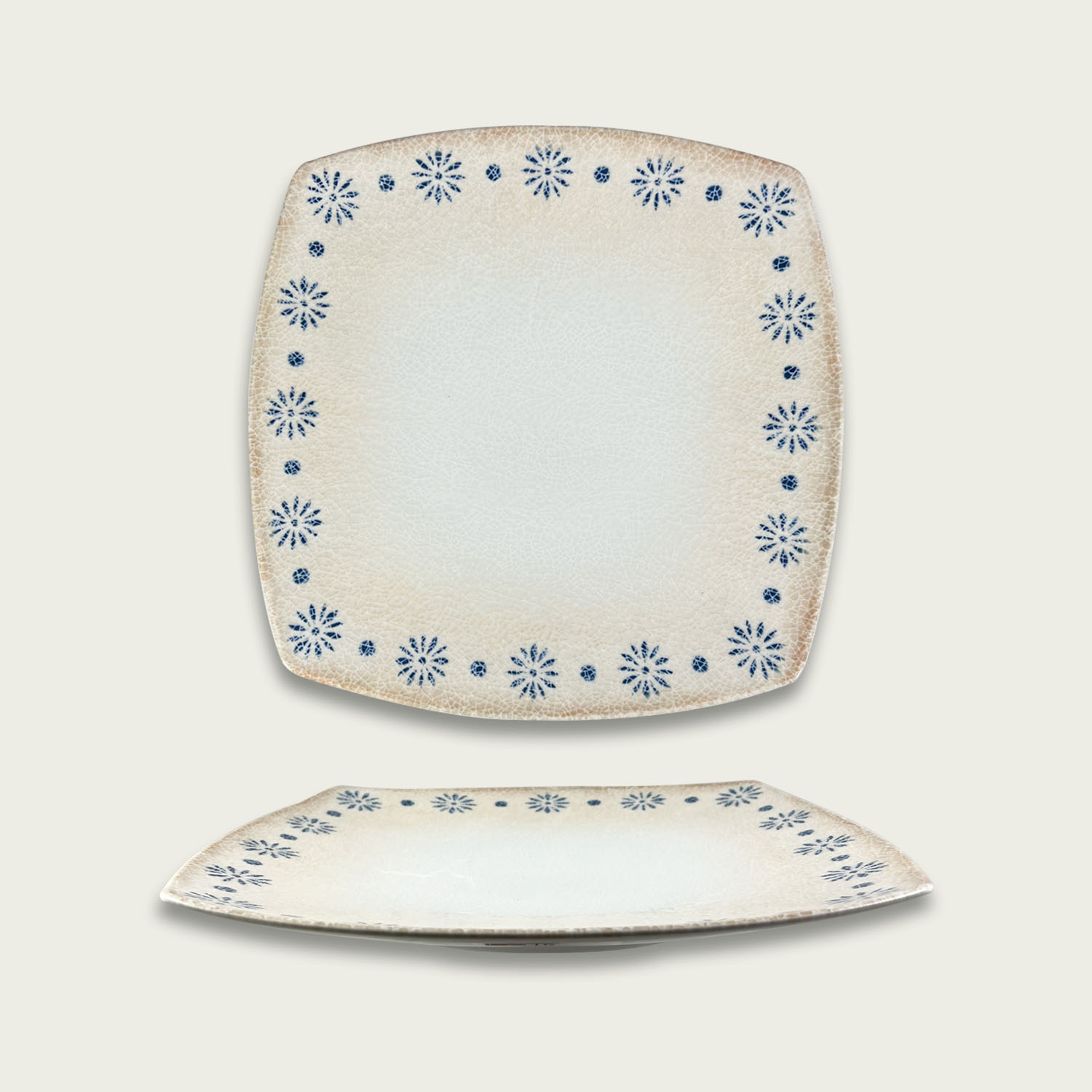 PIATTO QUADRATO IN PORCELLANA LINEA RUSTICA