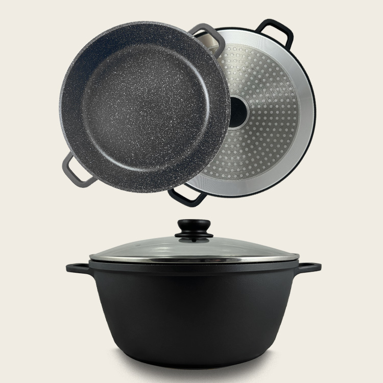 Vulcania Casseruola In Alluminio Pressofuso Con Coperchio In Vetro Temperato