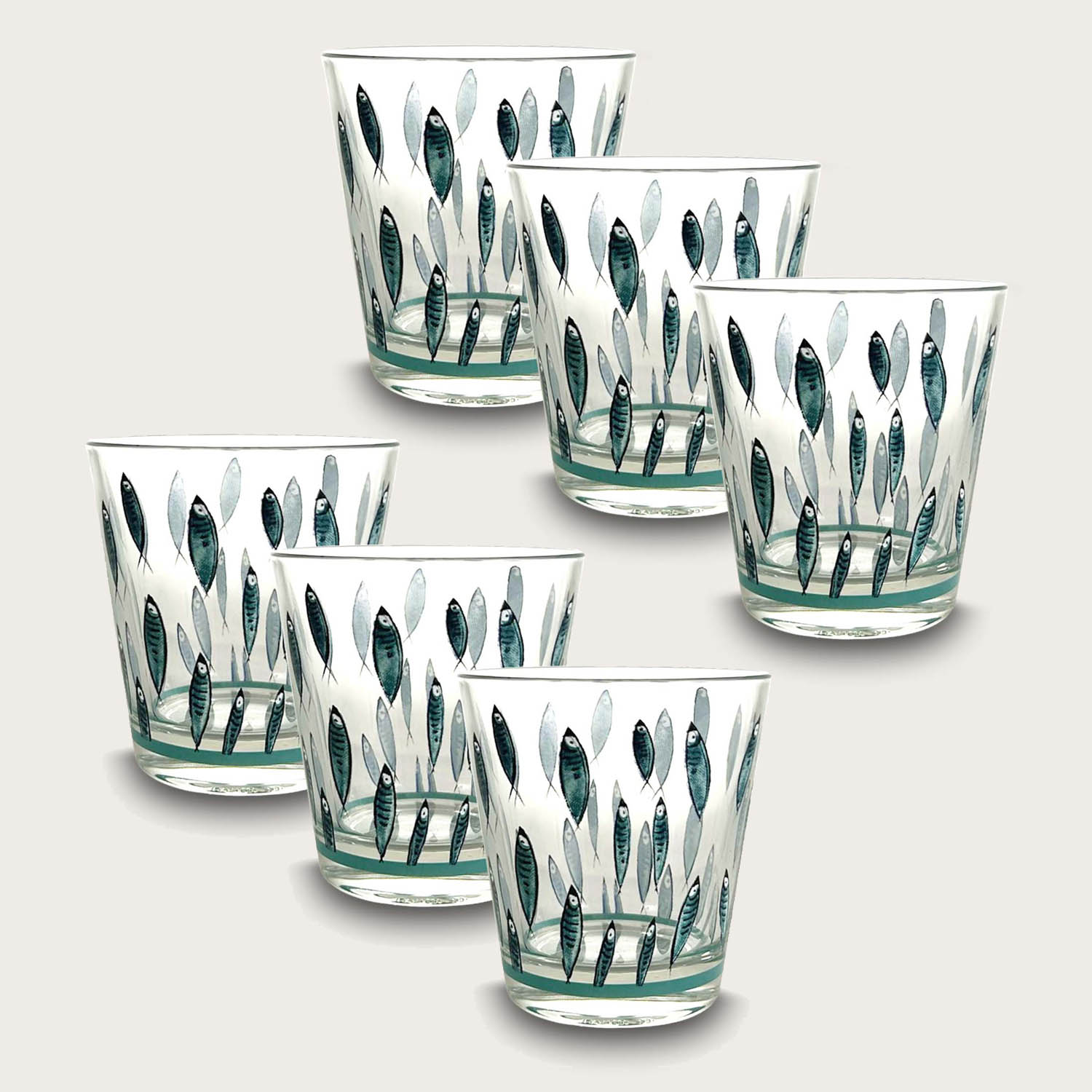 Set 6 Bicchieri Fish In Vetro 270 ml