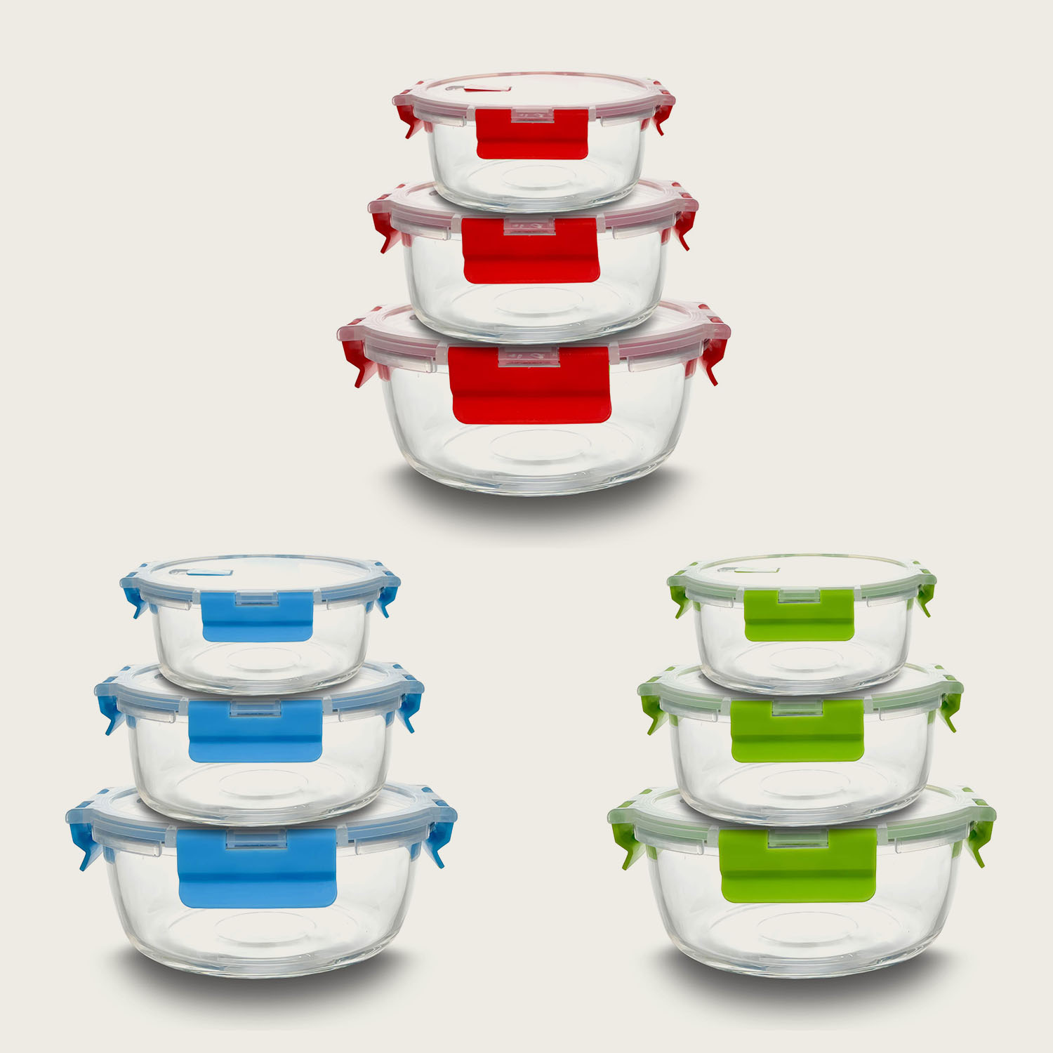 Set 3 Contenitori Vetro Tondo