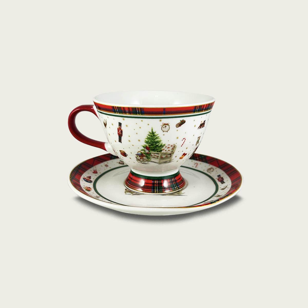Tazza christmas toys con piattino in porcellana